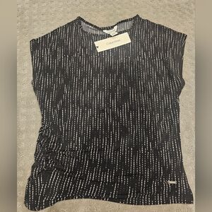 Calvin Klein Black and White Striped Women's Tee